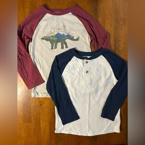 2-Pack Boys Long Sleeve Raglan Tees Dino | Size 6